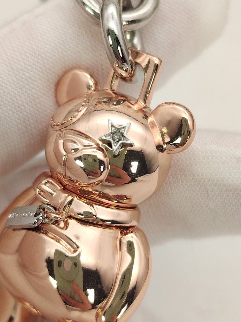 Coach Metal 3D Bear Bag Charm Key Ring Clip Rose Gold 87166 - Picture 4 of 8